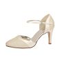 Bridal shoe Caroline Ivory Satin/Silver Fine Glitter
