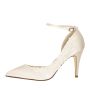 Bruidsschoen Fern Ivory Satin/ Flowers