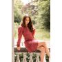 Regina wrap dress in dusky pink with a belted waist and long sleeves