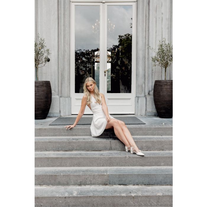 Aveline Satin Bow Back Mini Dress White 