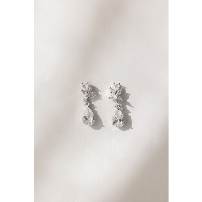 Celesta bridal earrings with drop and rhinestone