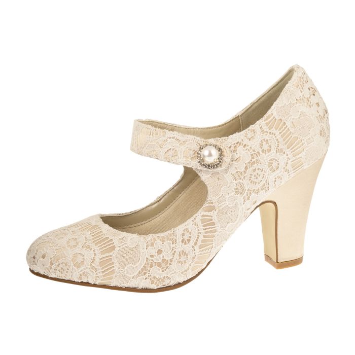 Brautschuhe Betty Gold/ Ivory Vint. Satin