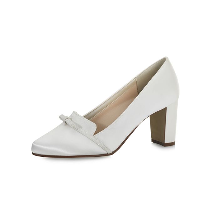 Bruidsschoen Brigit Ivory Satin/Off-White Fi. Glitter