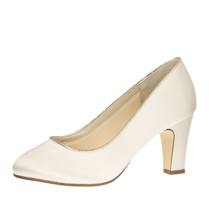 Hailey Ivory Satin/ Gold Piping (+FIT)
