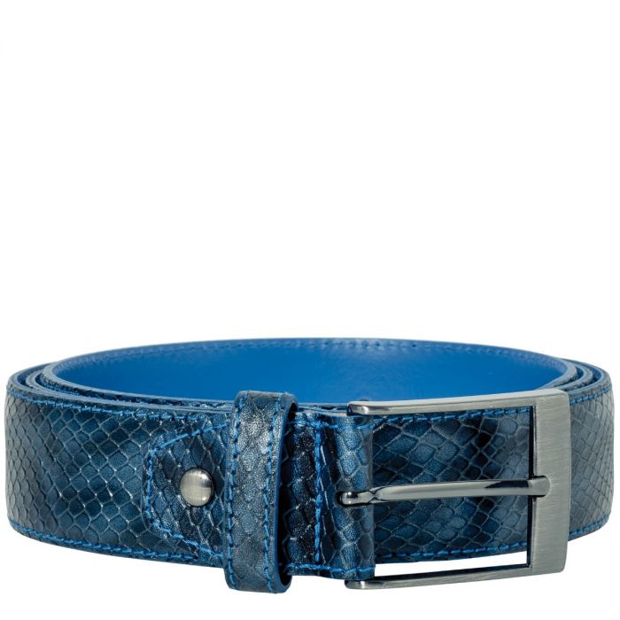 Belt Jeremy Calf Leather Reptile - Dark Blue