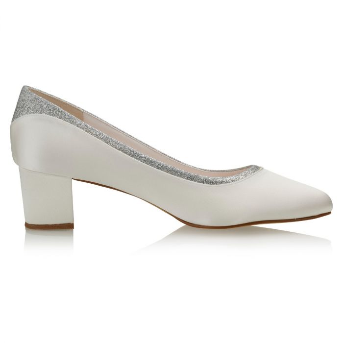 Preslie Ivory Satin/ Silver Glitter