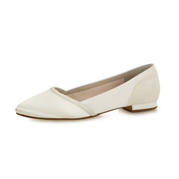 Bruidsschoen Belina Ivory Satin/Off-White Fi. Glitter
