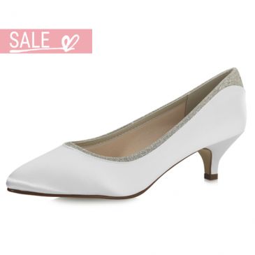 Bridal shoe Bobbie White Satin/ Fine Glitter
