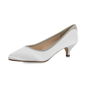 Bruidsschoen Bobbie Ivory Satin/ Silver Fine Glitter
