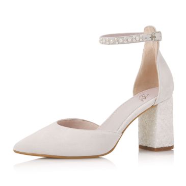 Bryoni Off-White Suede (Leather)/ Glitter Pearls