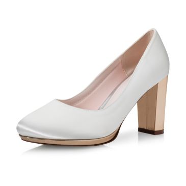 Brautschuhe Clair Ivory Satin/ Rose-Gold Mirror
