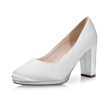 Brautschuhe Clair Ivory Satin/ Silver Mirror

