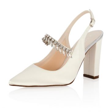 Freja Ivory Satin/ Silver Bejewelled