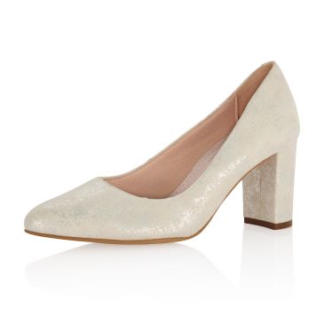 Hilarie Off-White Silver Suede (Leather)