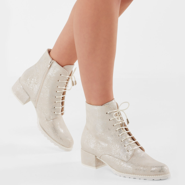 Liya Off-White Silver Suede Leather