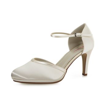 Caroline Ivory Satin/Silver Fine Glitter - Bridal Shoes - Rainbow Club ...