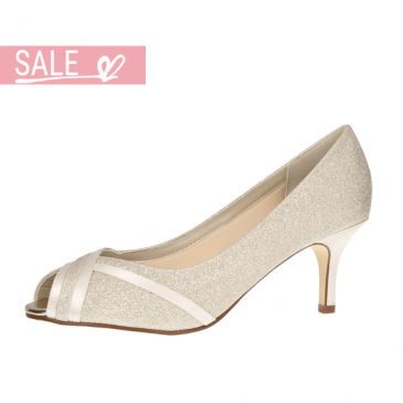 Margie Ivory Satin/ Silver Fine Glitter