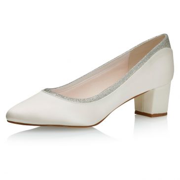 Preslie Ivory Satin/ Silver Glitter