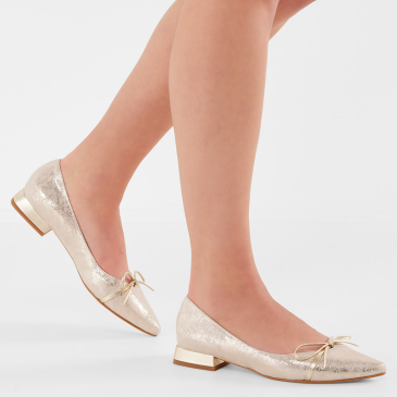 Shari Champagne Gold Suede/Gold Leather