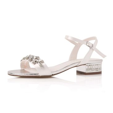 Sifra Ivory Satin/ Silver Bejewelled