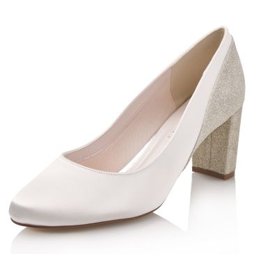 Sintia Ivory Satin/ Silver Fine Glitter