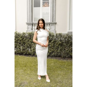 Seren Ladies Off the Shoulder Dress White