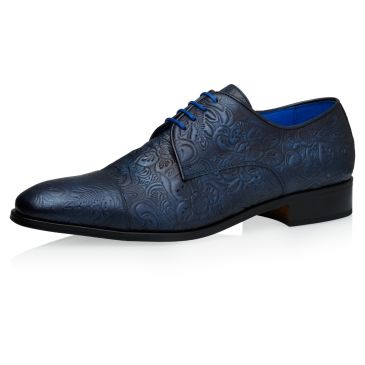 Dwight Floral Calf Leather- Dark Blue