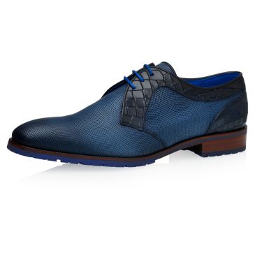 Patrik Grid Calf Leather - Dark Blue