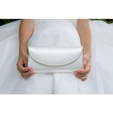 Valetta  Ivory Satin/Silver Fine Glitter
