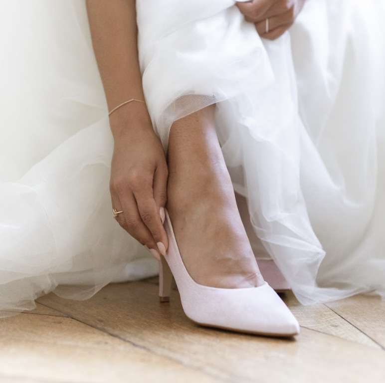 Bridal shoes inspiration Katya Blush velvet wedding shoe inspo